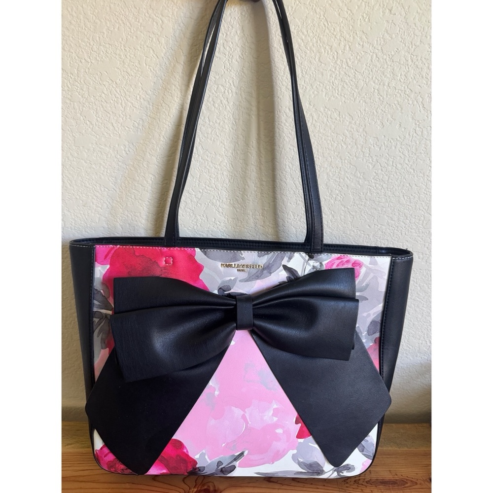 Karl Lagerfeld Paris Floral Tote with Oversized Bow
